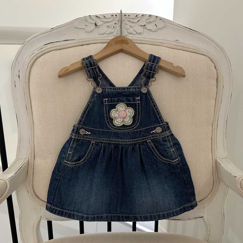 🦢 Baby 12 Mth VINTAGE Early 90’s Oshkosh Jean Dress with Pockets Y2K Baby